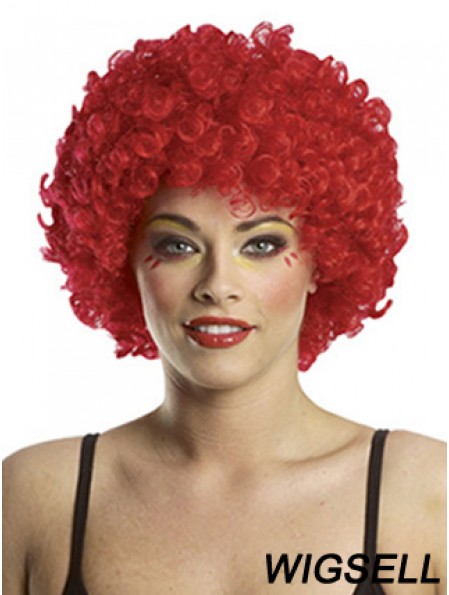 Kinky Without Bangs Short Red Modern Lace Front Wigs