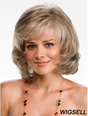 Cheapest Synthetic Lace Wigs UK Chin Length Wavy Style With Bangs