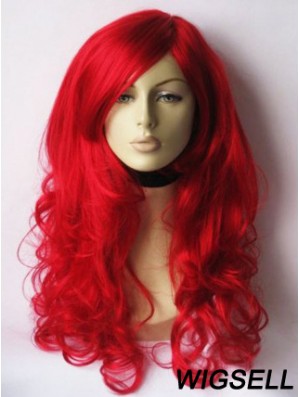 Wavy With Bangs Lace Front Gorgeous 22 inch Red Long Wigs