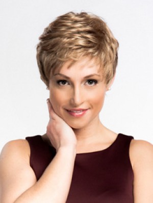 Good Quality Synthetic Wigs With Monofilament Boycuts Cropped Length Wavy Style