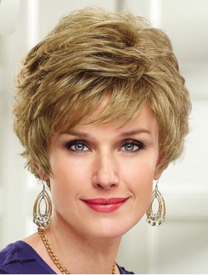 Capless Wig Short Wavy Wig UK For Ladies Cheap