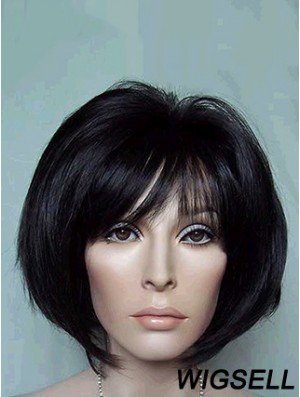 Chin Length Bobs Straight Black Suitable Synthetic Wigs