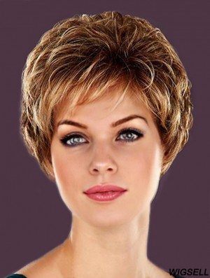 Hairstyles Blonde Cropped Layered Wavy Glueless Lace Front Wigs