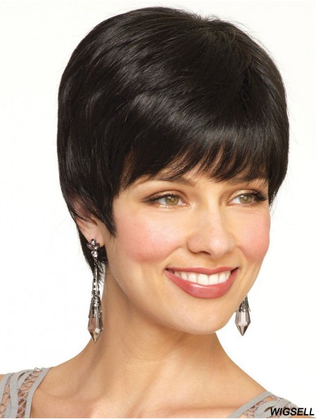 Boycuts Cropped Black Straight Flexibility Petite Wigs