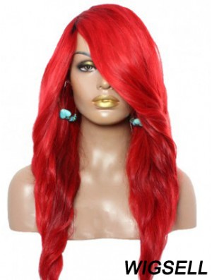 Wavy With Bangs Lace Front Amazing 22 inch Red Long Wigs