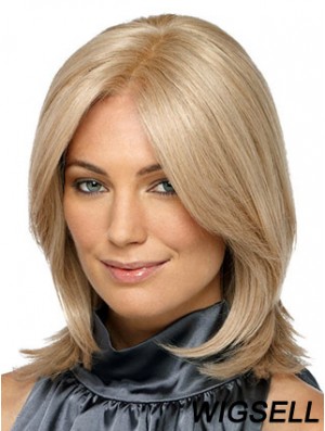 Shoulder Length Without Bangs Straight Blonde Designed Synthetic Wigs