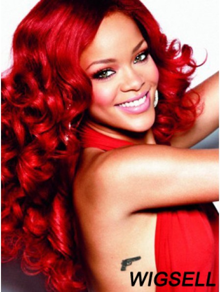 22 inch Curly Without Bangs Capless Red Popular Long Wigs