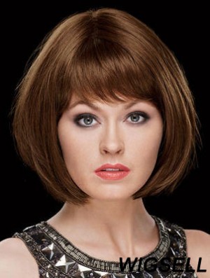 Chin Length Straight Capless Bobs 8 inch Top Synthetic Wigs