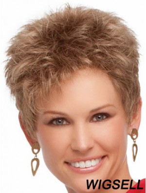 Cropped Boycuts Wavy Blonde Suitable Synthetic Wigs