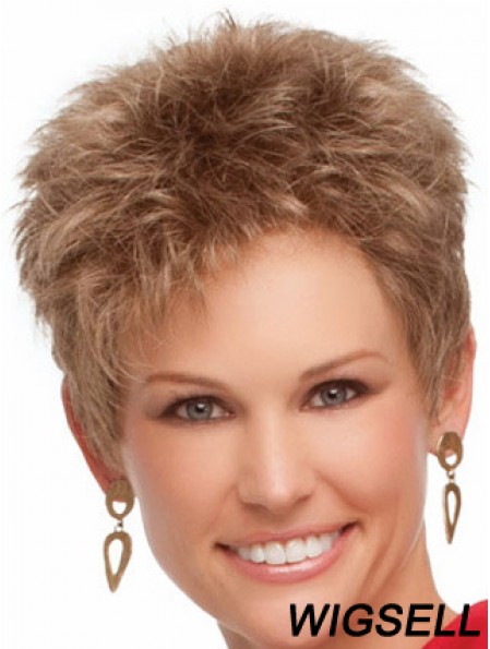 Cropped Boycuts Wavy Blonde Suitable Synthetic Wigs