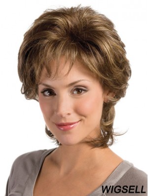 Wavy Brown Modern Chin Length Classic Wigs