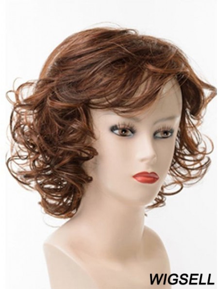Chin Length Layered Curly Brown Best Synthetic Wigs