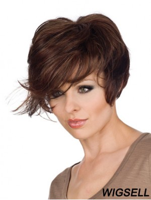 Great 8 inch Wavy Brown With Bangs Short Wigs