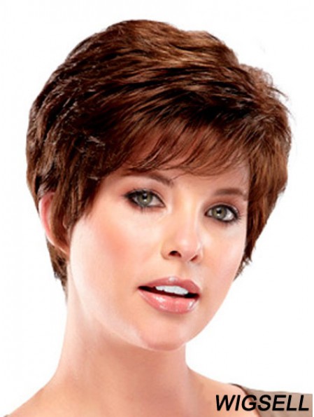 Cropped Boycuts Wavy Auburn Durable Synthetic Wigs