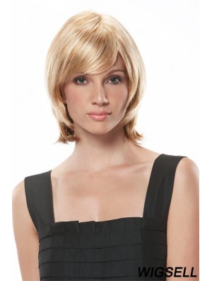 Chin Length Straight Monofilament Blonde Fashionable Bob Wigs