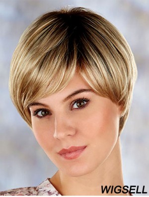 High Quality 7 inch Straight Blonde Layered Short Wigs