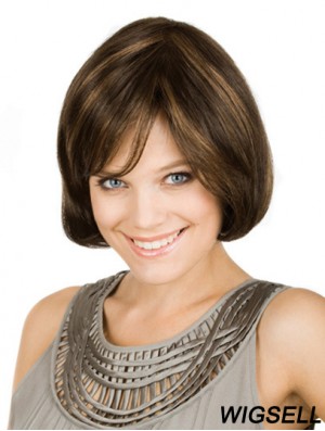 Chin Length Brown Flexibility 10 inch Wavy Bob Wigs