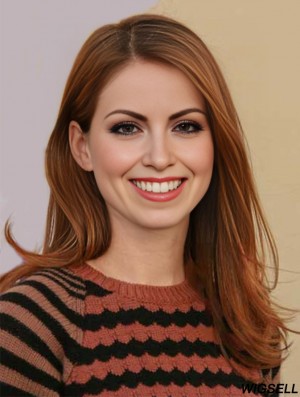 Auburn Long Straight Without Bangs Lace Front 19 inch  Wigs