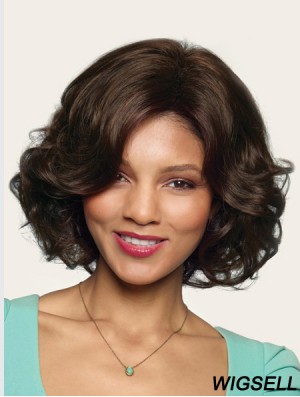 Wavy Without Bangs 10 inch Brown Great Synthetic Wigs