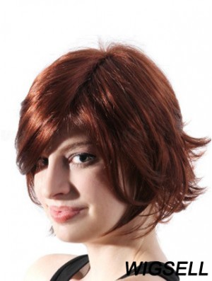 Chin Length Layered Wavy Auburn Natural Synthetic Wigs