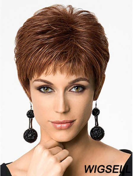 Discount 6 inch Straight Auburn Boycuts Short Wigs