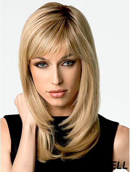 Straight Fashionable 16 inch Blonde Layered Long Wigs