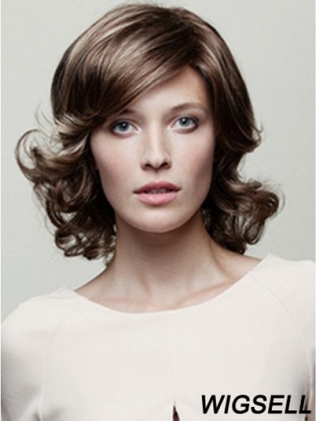 Classic Brown Wavy Chin Length 10 inch Top Medium Wigs