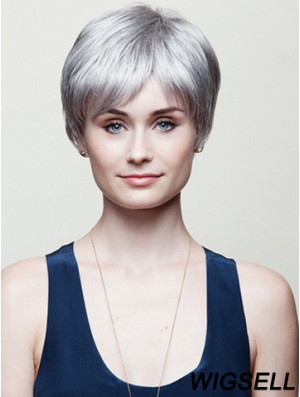 Straight Grey 6 inch Perfect Short Wigs