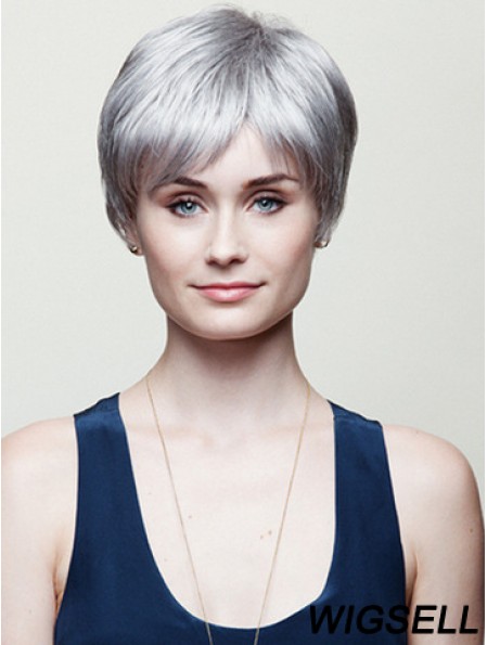 Straight Grey 6 inch Perfect Short Wigs