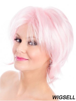 Straight Bobs Pink 8 inch Capless Wig Fashion