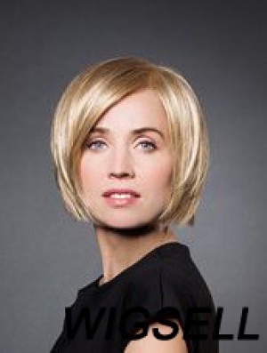 10 inch Straight Blonde Synthetic Chin Length Monofilament Wig Bob