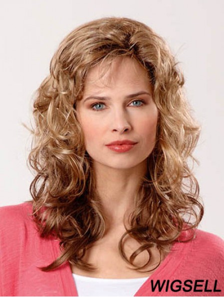 Synthetic Brown Curly 14 inch Capless Layered Long Wigs