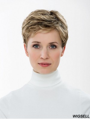 Synthetic Capless 4 inch Boycuts Straight Blonde Short Hair Styles