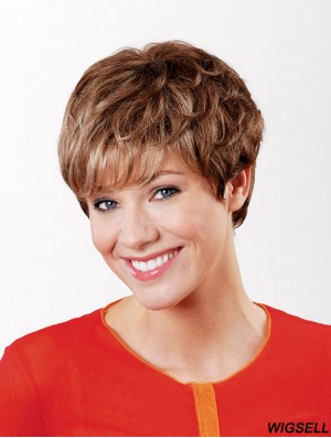 Synthetic Capless 6 inch Boycuts Straight Copper Short Hair Wig
