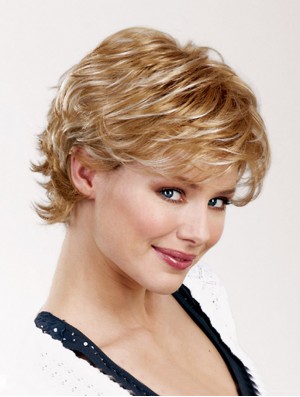 Wavy Layered Capless 8 inch Blonde Short Wholesale Synthetic Wigs