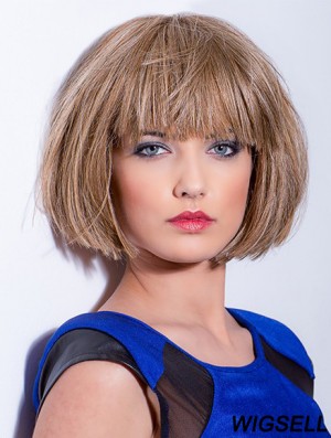 100% Hand-tied Synthetic 8 inch Chin Length Straight Auburn Bobs Wigs For Cancer