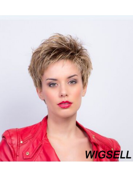 Synthetic Capless 4 inch Boycuts Straight Auburn Short Wig