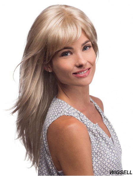 Long Blonde Wig With Bangs Affordable Synthetic Monofilament Wig UK
