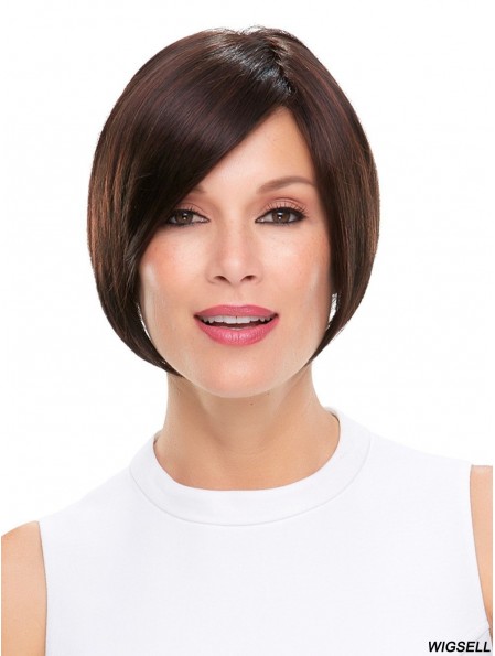 Cropped Wig Monofilament Straight Wig Black Wig Without Bangs