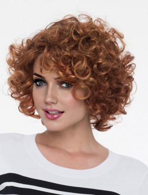 Curly Wig Brown Hair Chin Length Wig UK Cheap