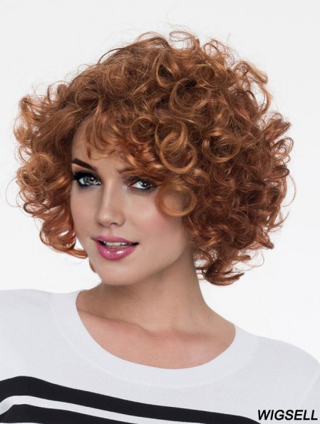 Curly Wig Brown Hair Chin Length Wig UK Cheap