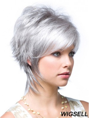 Cheap Ladies Grey Wigs Wavy Style Short Length With Lace Front