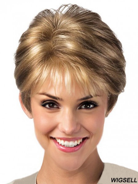 Blonde Lace Front Wig With Synthetic Layered Cut Short Length