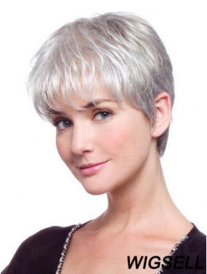 Grey Wig Mono Short Women Wig UK Straight Hair