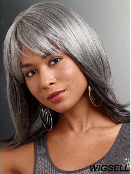 Wigs For The Older Lady UK With Lace Front Straight Style Grey Cut