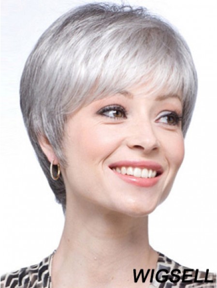 Grey Wigs For Women With Lace Front Grey Cut Short Length