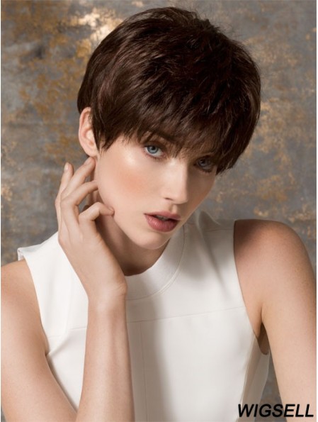 Boycuts Cropped Brown Straight Fashion Petite Wigs