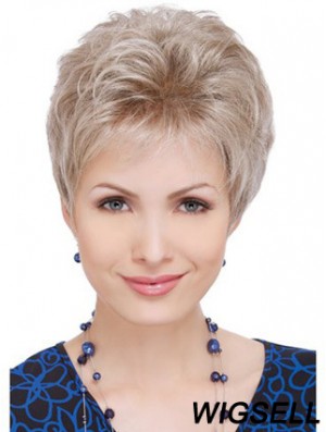 Wigs For Elderly Lady With Capless Wavy Style Short Length