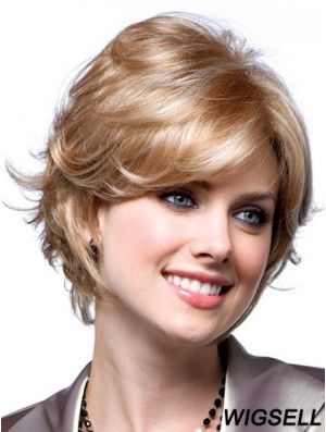 Cheap Monotop Wigs With Monofilament Blonde Color Short Length