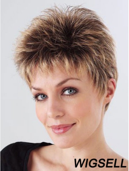 Synthetic Cropped Monofilam Boycuts Hand Tied Mono Petite Wigs